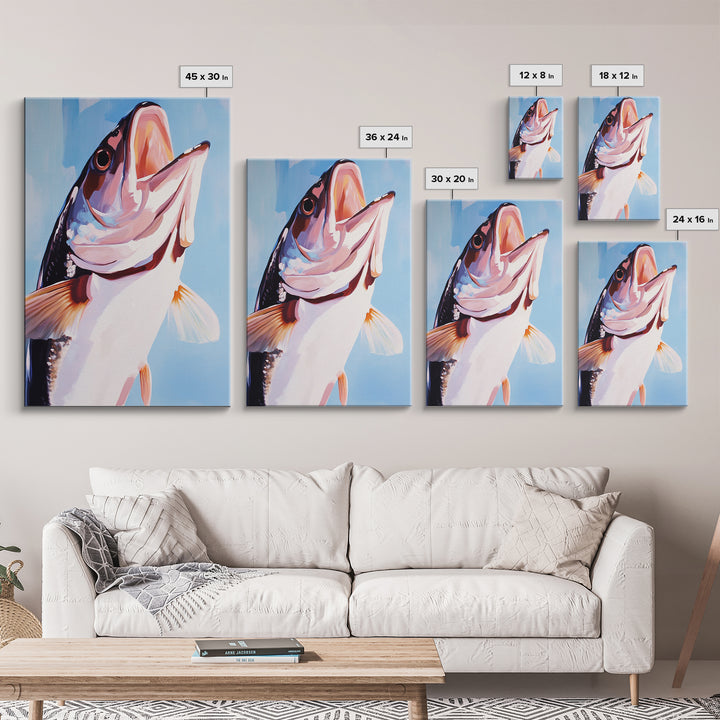 Bass Fish, Fishing Wall Art, Nautical Decor, Sport Fishing, Canvas Print, Coastal Home, Lake House Decor, Rustic Cabin, Ocean Inspired