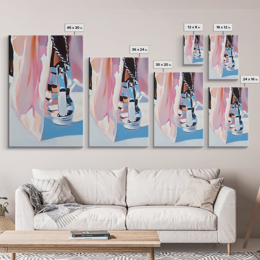 Chrome Boot, Fashion Illustration, Framed Canvas Print, Modern Wall Art, High Fashion Aesthetic, Bold Home Decor, Unique Statement Piece