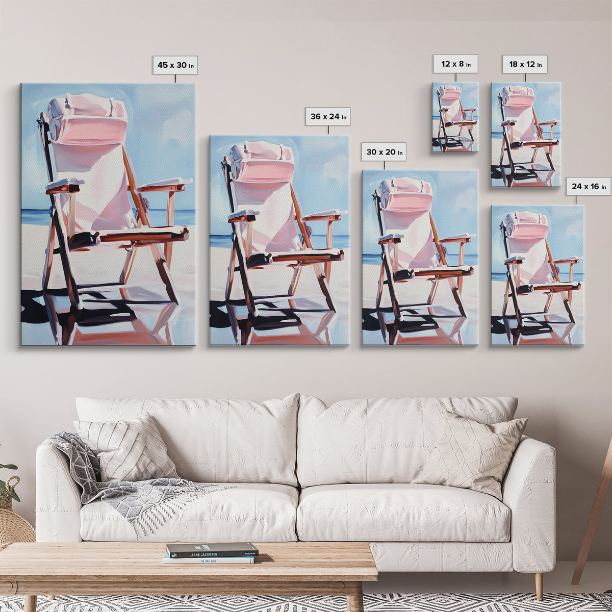 Beach Chair, Relaxing Art, Seaside Escape, Summer Vibes, Canvas Print, Coastal Home Decor, Boho Aesthetic, Minimalist Beach Scene