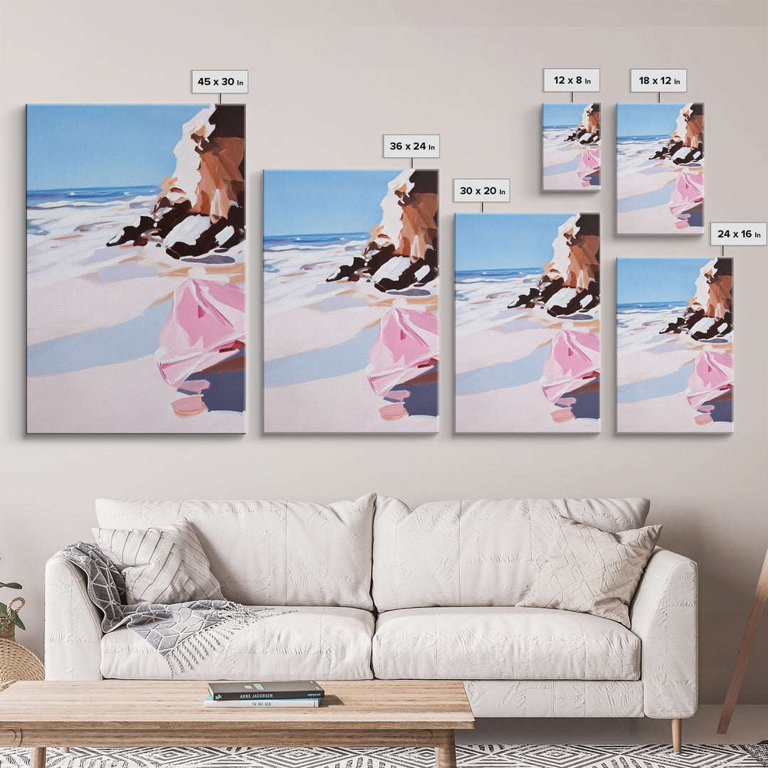 Ocean Cliffs, Coastal View, Framed Canvas Print, Beach House Wall Art, Minimalist Seascape, Nautical Home Aesthetic, Summer Vibes