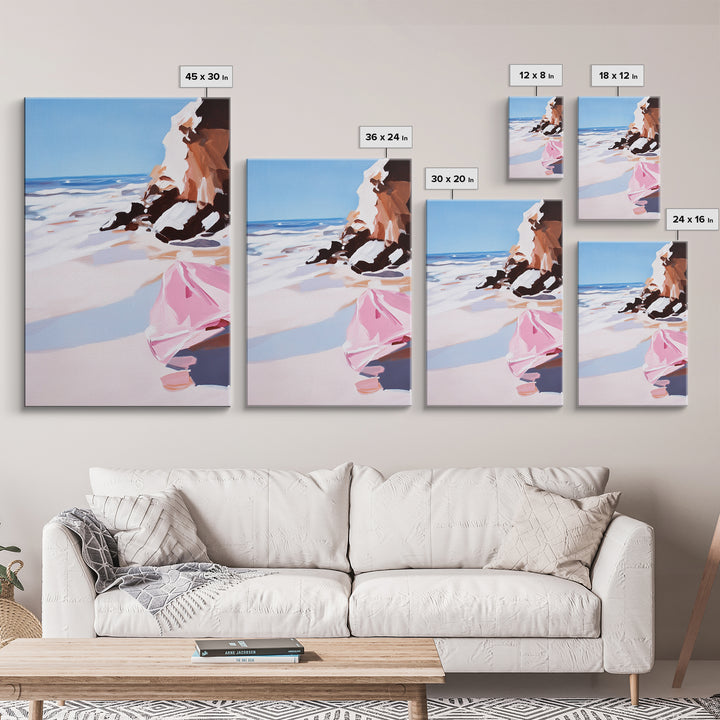 Ocean Cliffs, Coastal View, Framed Canvas Print, Beach House Wall Art, Minimalist Seascape, Nautical Home Aesthetic, Summer Vibes