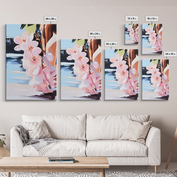 Blossoms, Floral, Nature, Water, Canvas Print, Botanical Wall Art, Feminine Aesthetic, Soft Pastel Decor, Spring Wall Hanging, Living Room Art