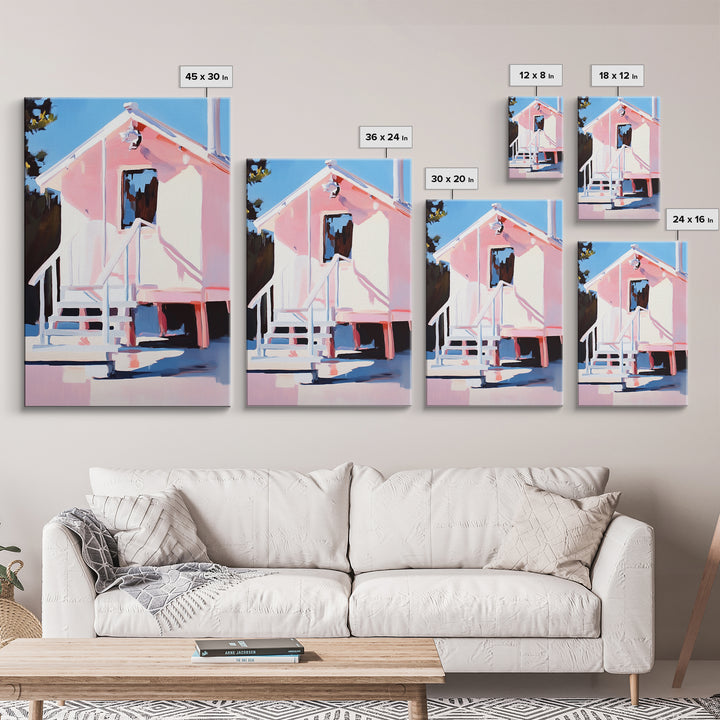 Cabin in Snow, Winter Scene, Cozy Home, Rustic Retreat, Framed Canvas Print, Nature Wall Art, Minimalist Aesthetic, Christmas Decor