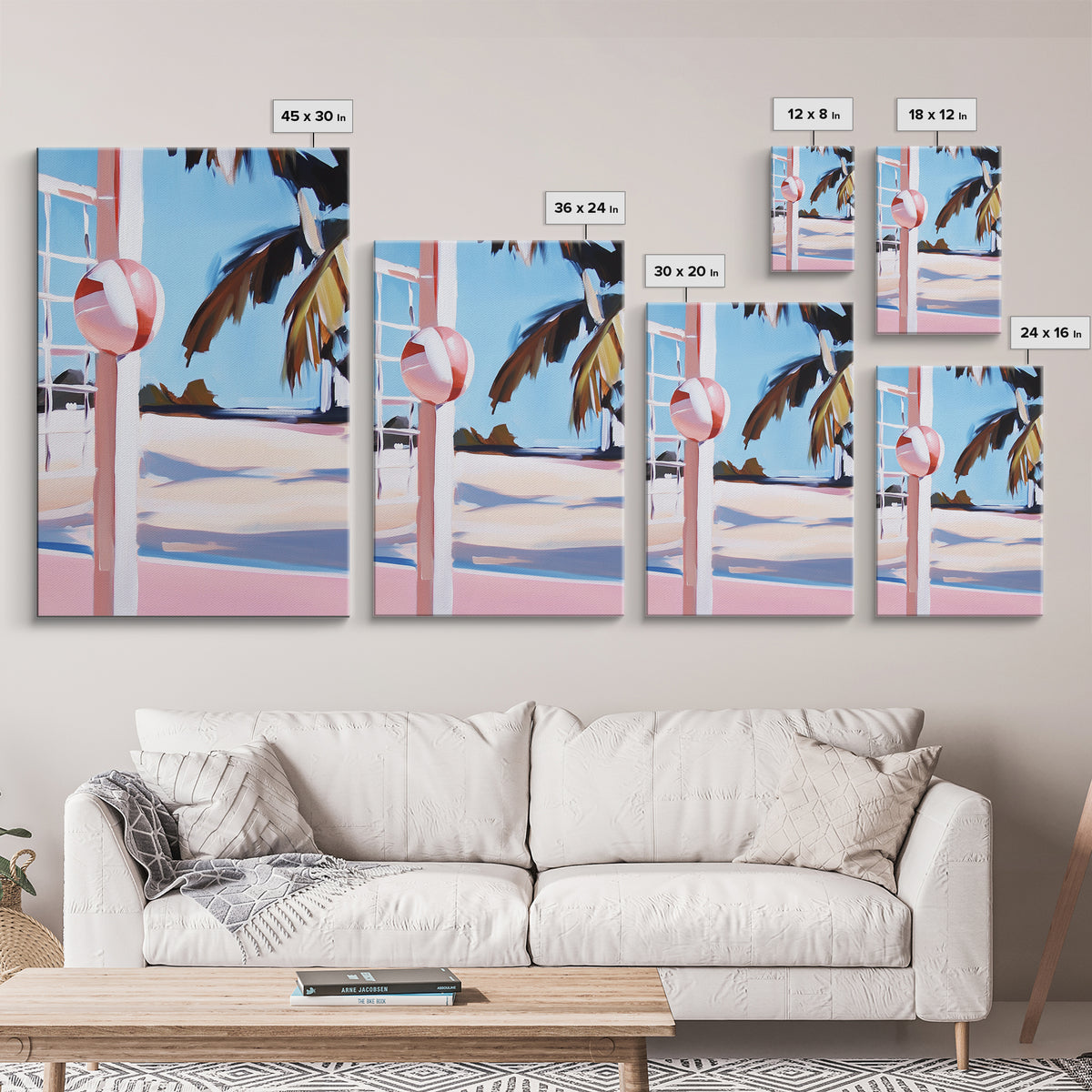 Beach Volleyball, Coastal Fun, Tropical Vibes, Sunset Sport, Canvas Print, Summer Wall Art, Beach House Decor, Relaxed Style