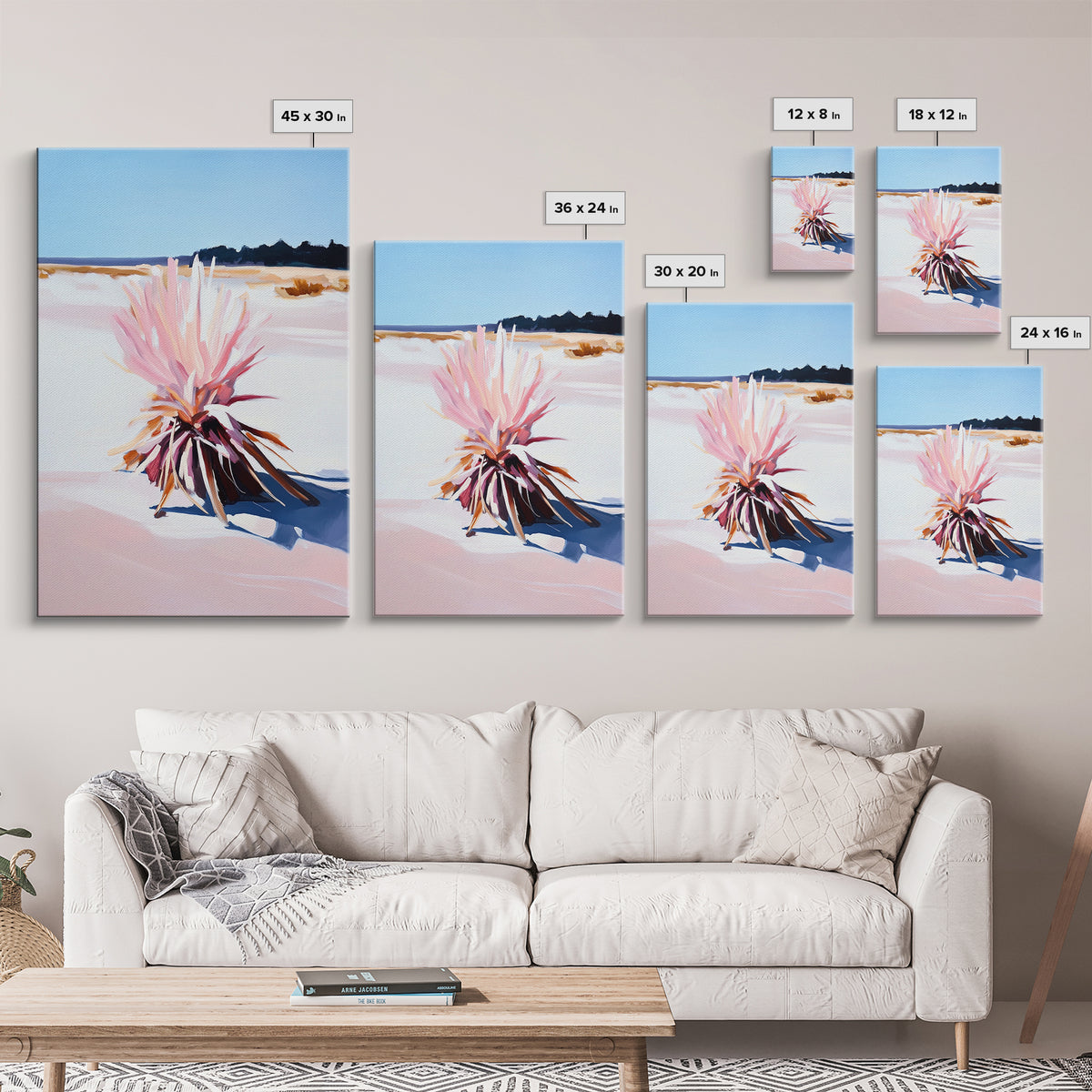 Desert Plant, Soft Pink Tones, Modern Botanical Wall Art, Framed Canvas Print, Southwest Decor, Minimalist Nature Painting