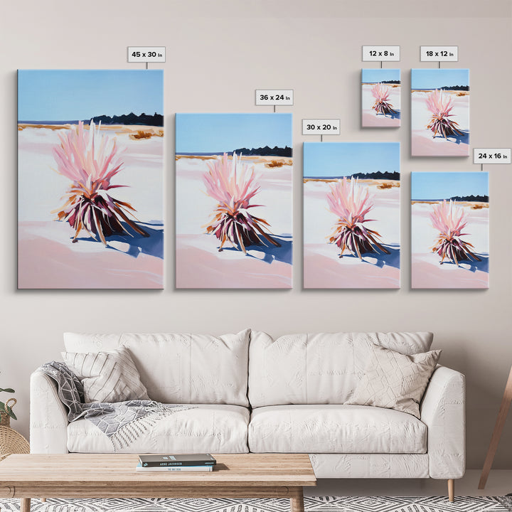 Desert Plant, Soft Pink Tones, Modern Botanical Wall Art, Framed Canvas Print, Southwest Decor, Minimalist Nature Painting
