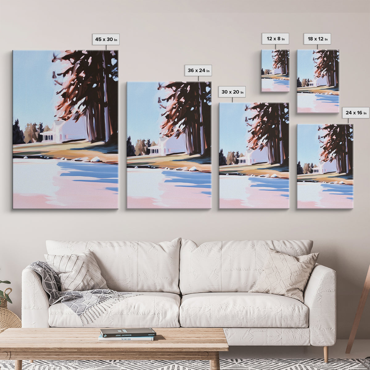 Autumn Tree, Tranquil Landscape Painting, Nature Retreat Art, Framed Canvas Print, Cozy Cabin Wall Decor, Fall Aesthetic