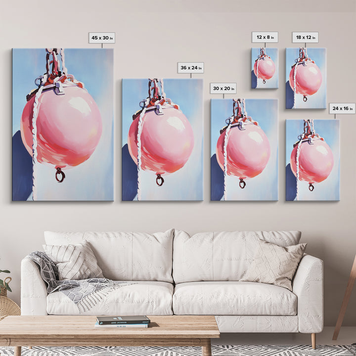 Coastal Buoy, Nautical Wall Art, Beach House Decor, Minimalist Art, Pastel Aesthetic, Ocean Theme, Framed Canvas Print, Modern Art