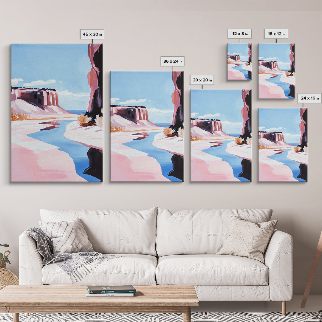 Desert Canyon, Western Landscape Art, Earthy Tones, Minimalist Decor, Scenic Painting, Nature Lover Gift, Framed Canvas Print, Wall Art