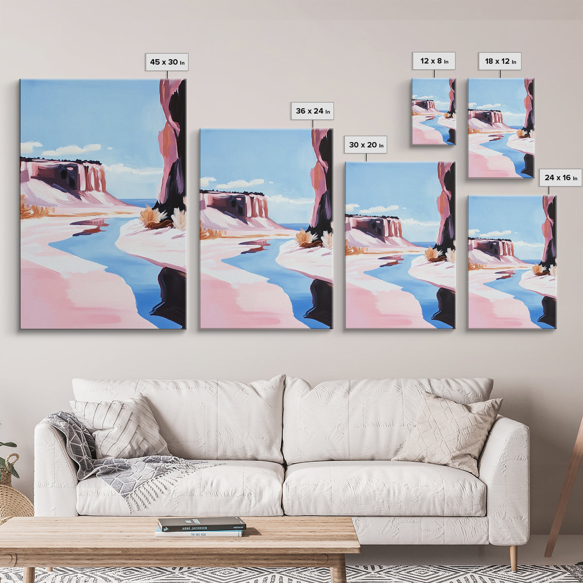 Desert Canyon, Western Landscape Art, Earthy Tones, Minimalist Decor, Scenic Painting, Nature Lover Gift, Framed Canvas Print, Wall Art