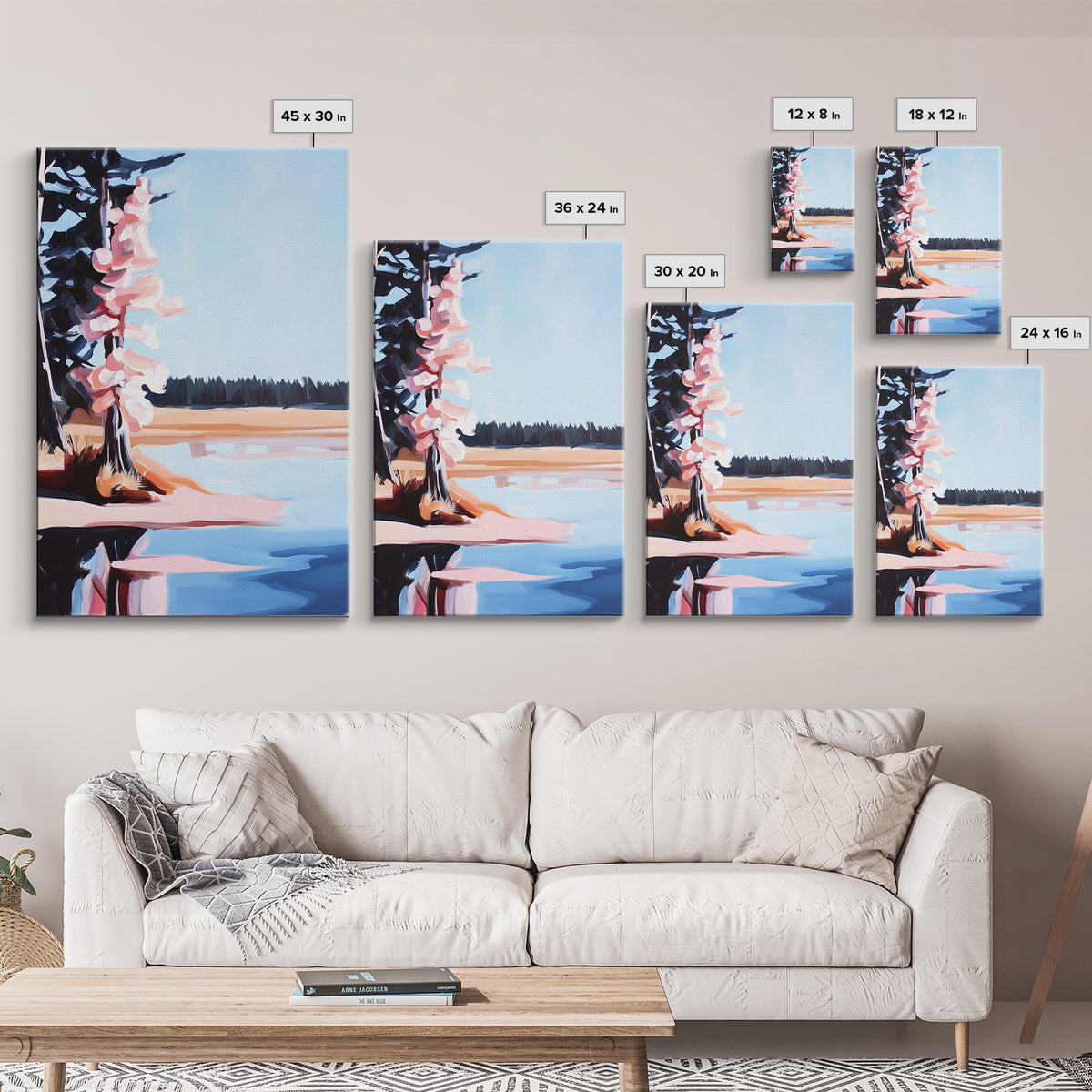 Autumn Lake, Reflection Art, Nature Print, Landscape Wall Art, Framed Canvas Print, Minimalist Decor, Forest Scene, Cabin Aesthetic