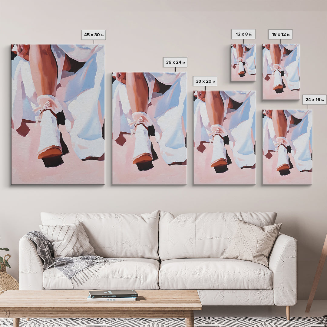 Ballet Shoes, Feminine Art, Elegant Decor, Fashion Print, Framed Canvas Print, Modern Wall Art, Soft Aesthetic, Romantic Artwork