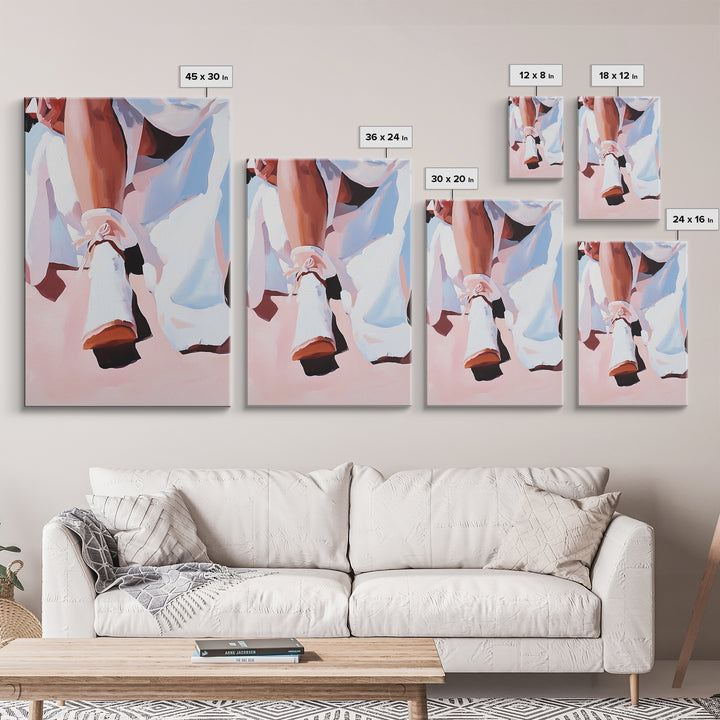 Ballet Shoes, Feminine Art, Elegant Decor, Fashion Print, Framed Canvas Print, Modern Wall Art, Soft Aesthetic, Romantic Artwork