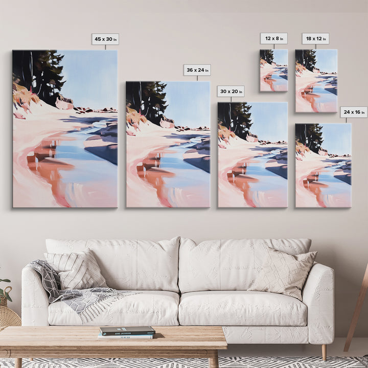 Coastal Forest Scene, Beach Landscape Art, Minimalist Seaside Painting, Framed Canvas Print, Boho Wall Decor, Nature Lover Gift, Bedroom Art