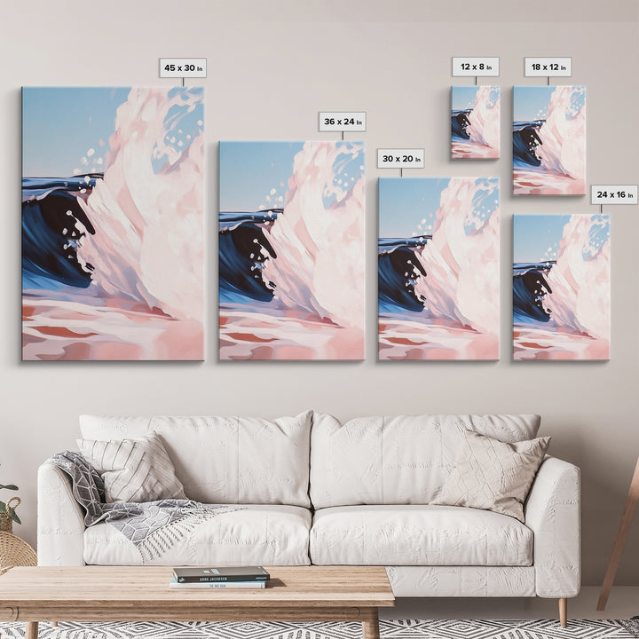 Ocean Wave Painting, Coastal Beach Art, Abstract Water Scene, Framed Canvas Print, Modern Nautical Decor, Living Room Wall Art, Boho Art