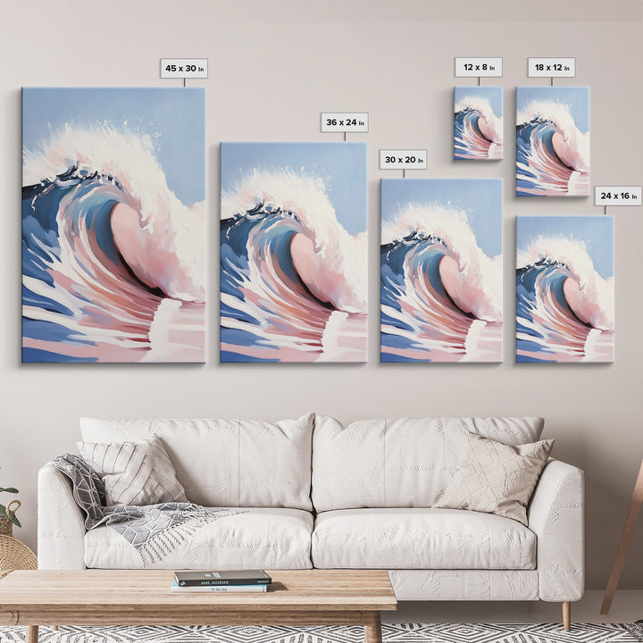 Surf Wave Print, Dynamic Ocean Art, Abstract Beach Painting, Framed Canvas Print, Coastal Home Decor, Nautical Aesthetic, Living Room Art