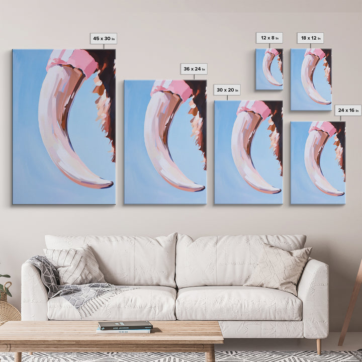 Buffalo Horn, Western Decor, Rustic Art, Cowboy Wall Art, Framed Canvas Print, Boho Style, Minimalist Animal Art, Neutral Aesthetic