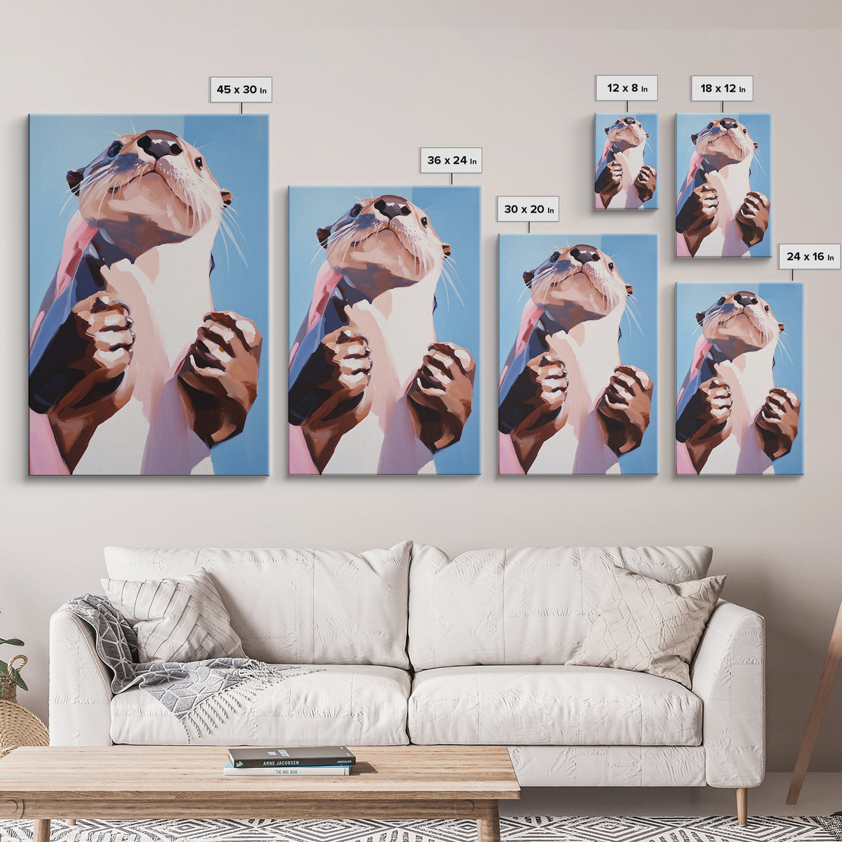 Otter Portrait, Animal Lover Gift, Cute Wildlife Art, Whimsical Decor, Framed Canvas Print, Playful Wall Art, Bedroom Artwork