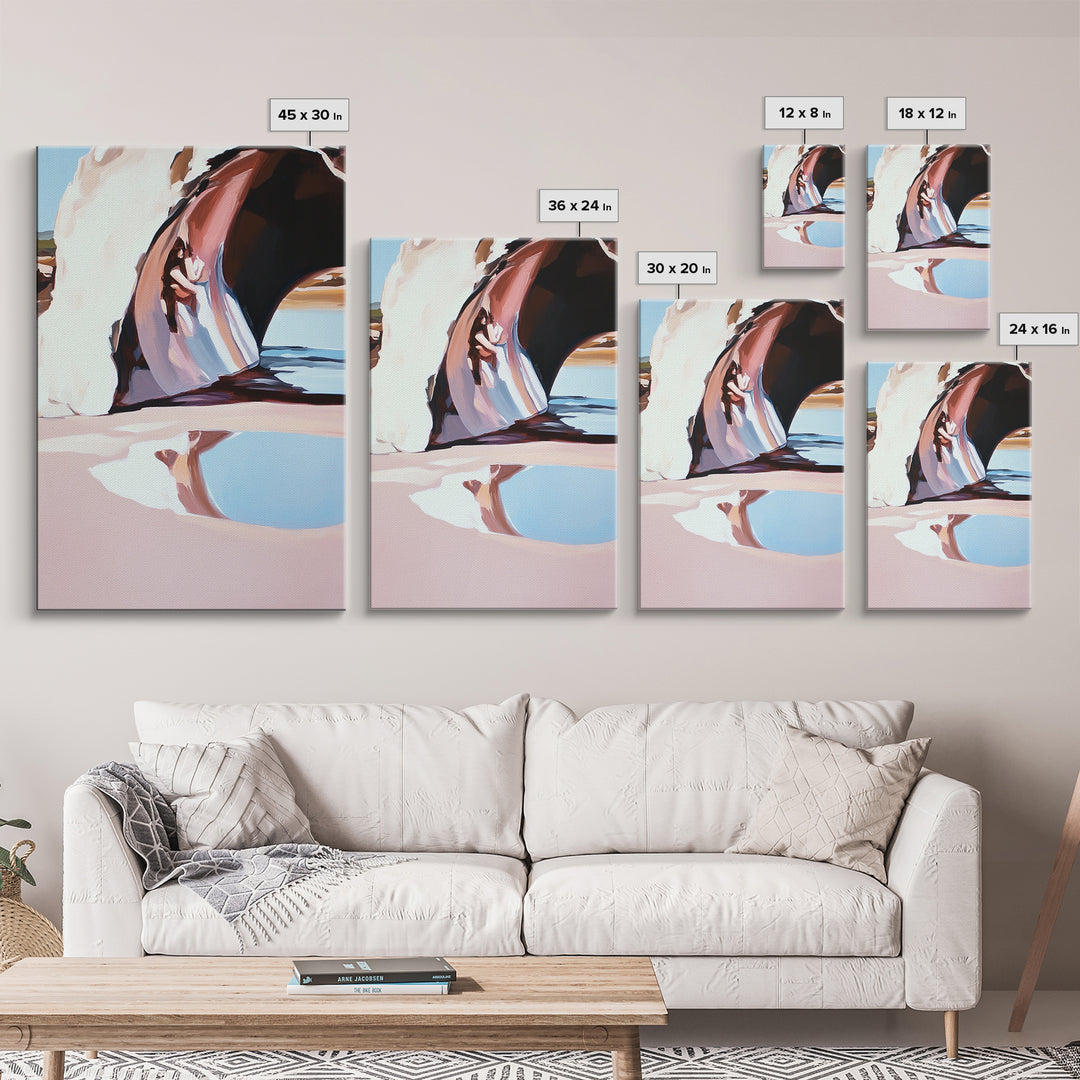 Desert Arch, Dreamy Reflection, Surreal Landscape, Boho Wall Art, Nature Inspired, Earthy Decor, Framed Canvas Print, Bedroom