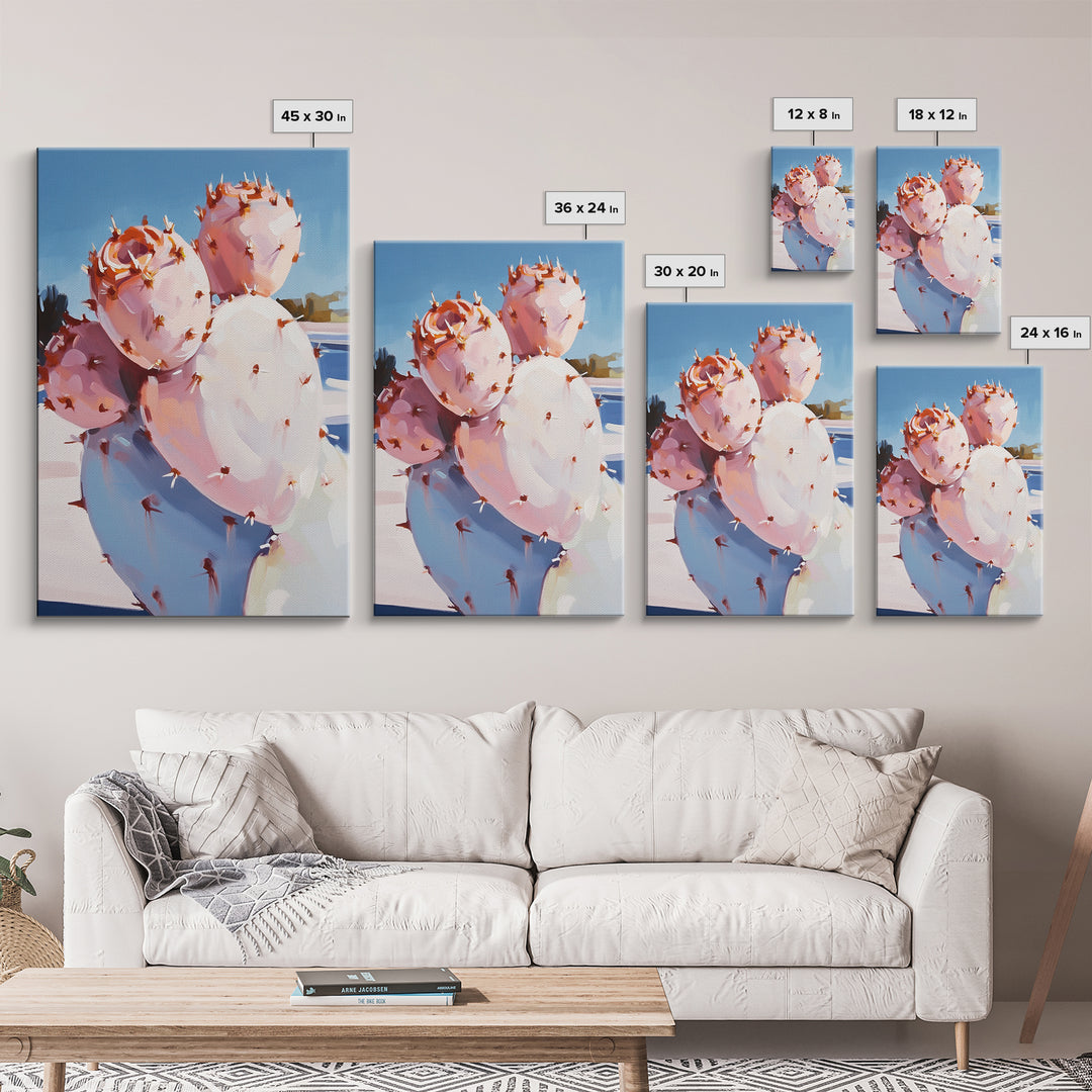 Cactus Bloom, Southwest Decor, Desert Art, Succulent Painting, Nature Inspired, Earthy Tones, Framed Canvas Print, Bedroom