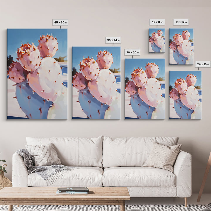 Cactus Bloom, Southwest Decor, Desert Art, Succulent Painting, Nature Inspired, Earthy Tones, Framed Canvas Print, Bedroom