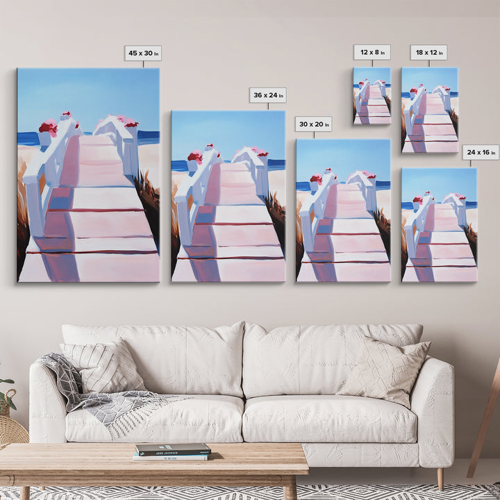 Boardwalk, Beach Print, Coastal Wall Art, Framed Canvas Print, Nautical Aesthetic, Minimalist Ocean Scene, Relaxing Artwork