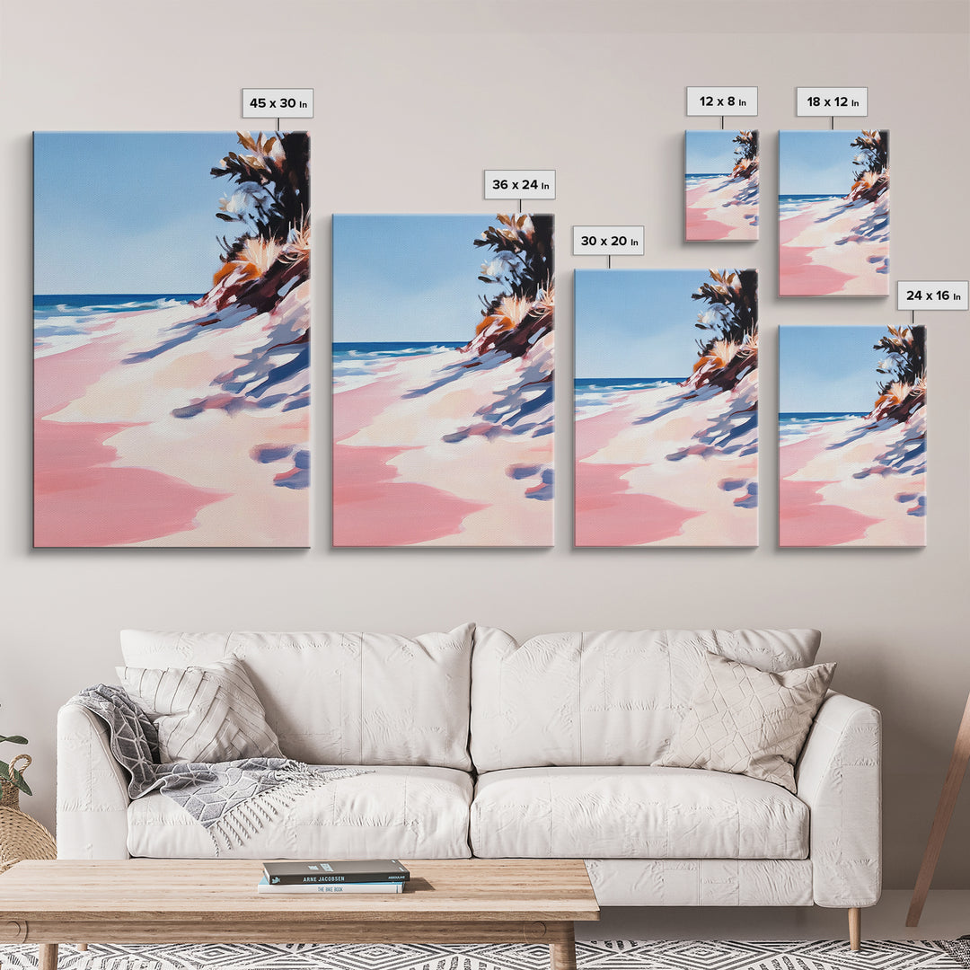 Coastal Waves, Summer Beach Art, Ocean Seascape Painting, Framed Canvas Print, Nautical Wall Art, Living Room Decor, Beach House Artwork