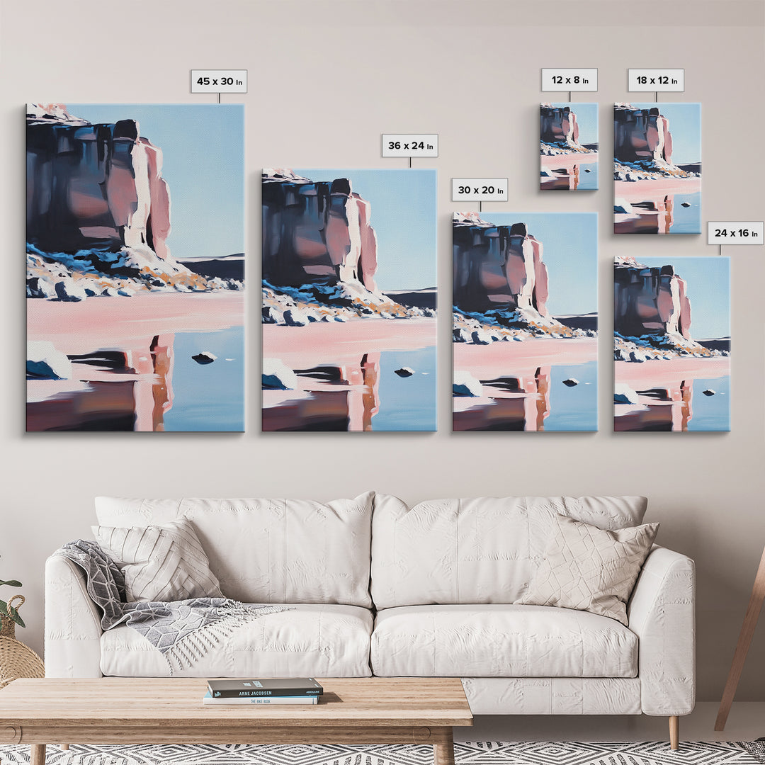 Canyon Reflection, Desert Landscape, Modern Southwest, Nature Wall Art, Framed Canvas Print, Earthy Tones, Office Decor, Boho Aesthetic