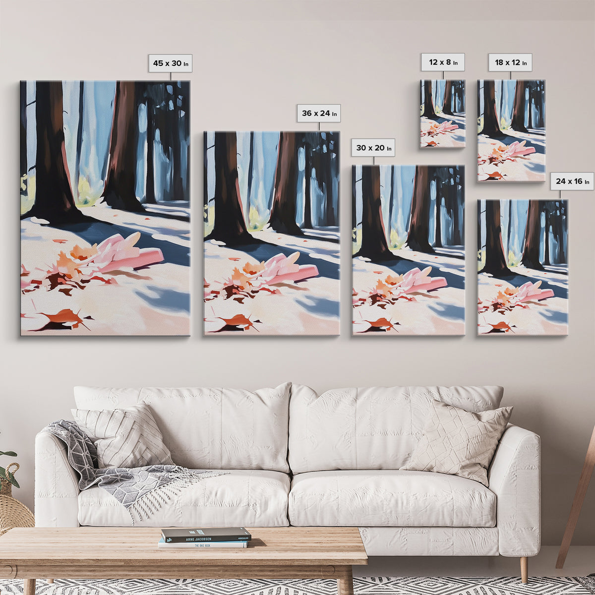 Autumn Forest, Fall Leaves, Cozy Aesthetic, Seasonal Art, Rustic Decor, Warm Tones, Nature Painting, Canvas Print, Living Room Wall Art