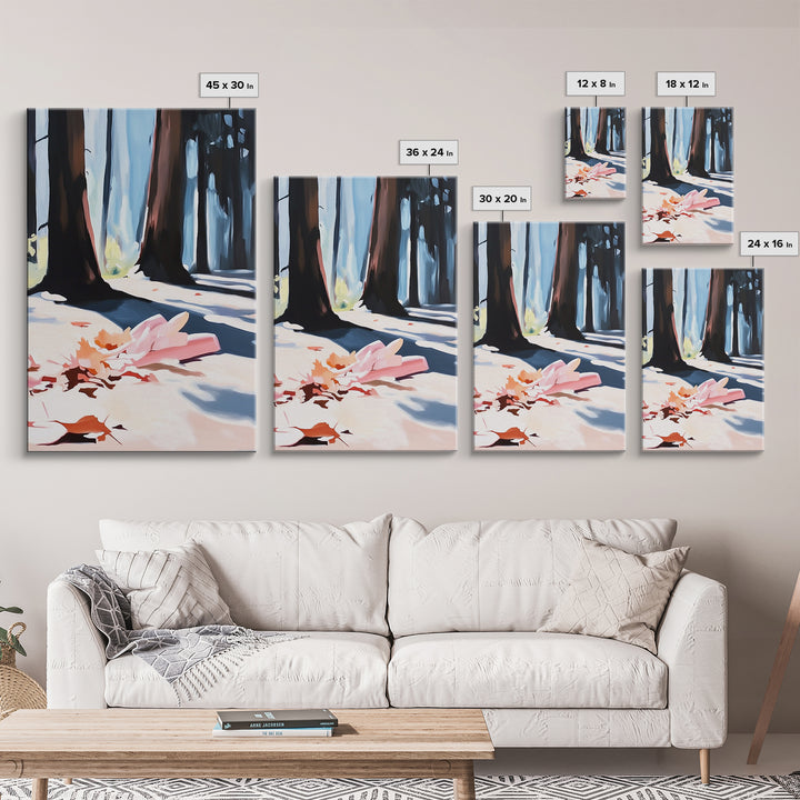 Autumn Forest, Fall Leaves, Cozy Aesthetic, Seasonal Art, Rustic Decor, Warm Tones, Nature Painting, Canvas Print, Living Room Wall Art