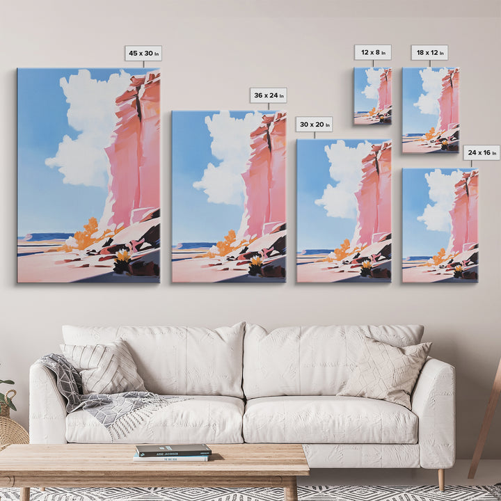 Canyon Landscape, Desert Wall Art, Warm Earth Tone Painting, Western Home Decor, Framed Canvas Print, Modern Rustic Wall Art