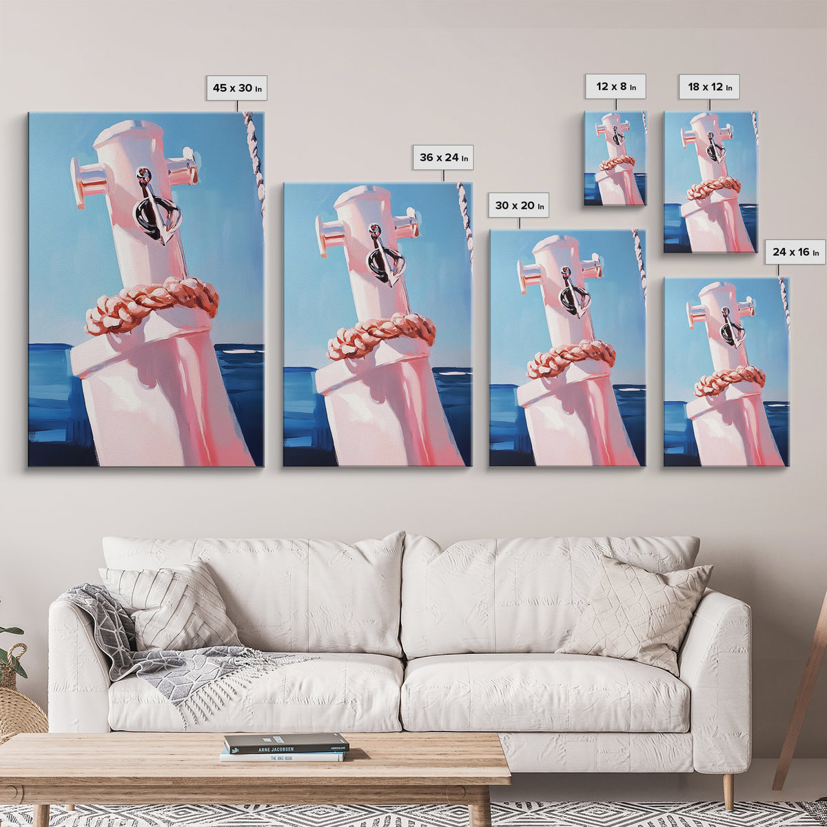 Nautical Detail, Coastal Aesthetic, Blue Ocean Art, Maritime Theme, Canvas Print, Beach House Decor, Sailing Wall Art, Modern Minimalist