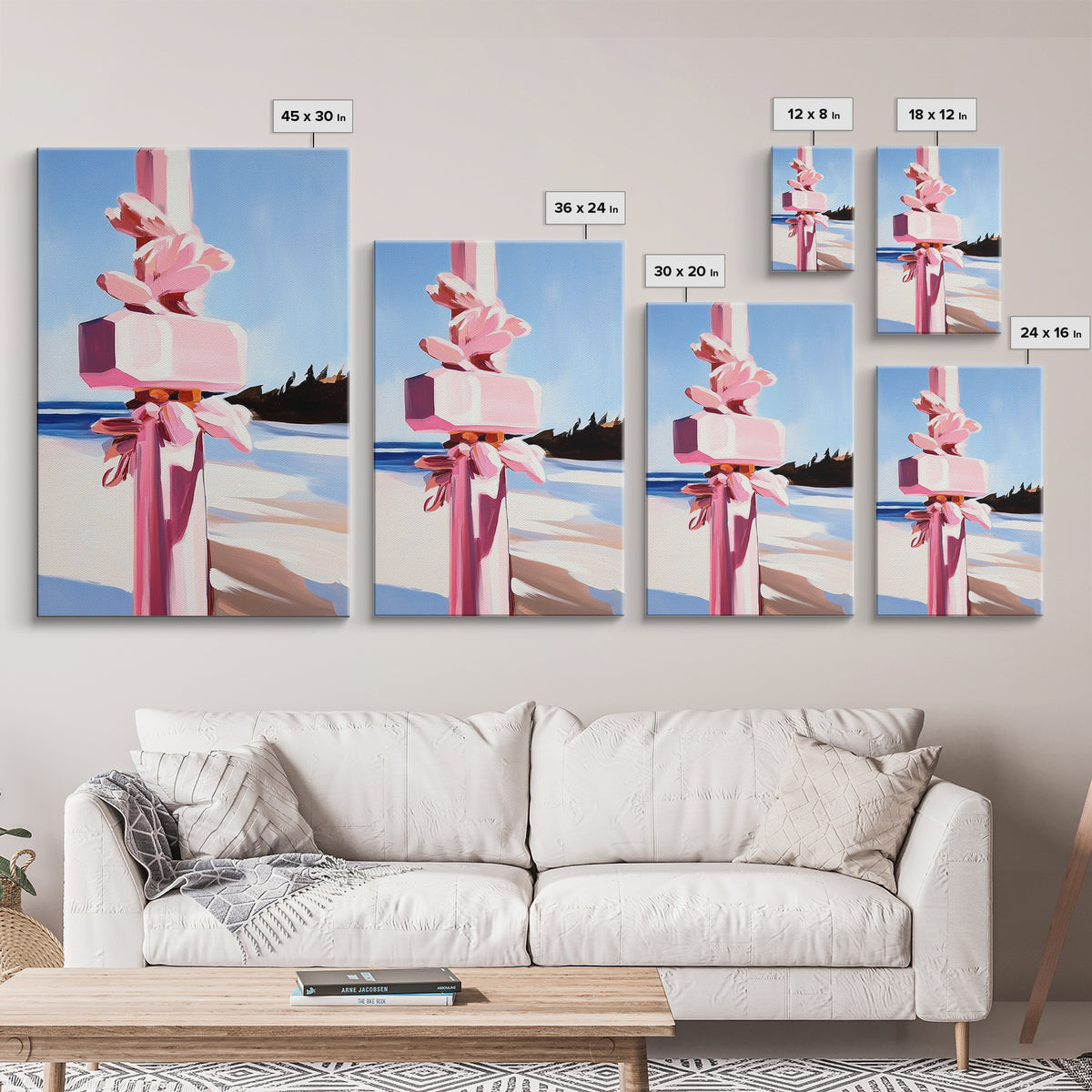 Abstract Coastal Pillar, Ocean Inspired Art, Minimalist Blue Aesthetic, Beach House Decor, Canvas Print, Framed Canvas Print