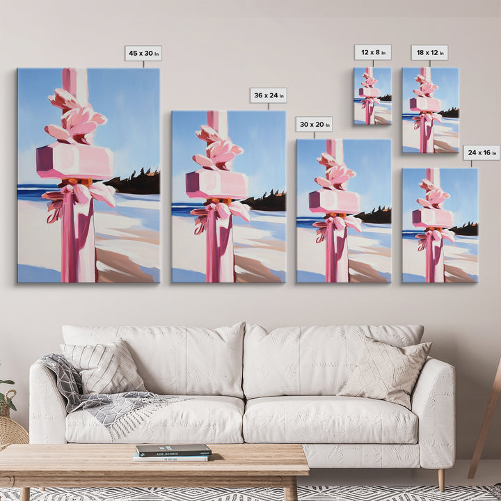 Abstract Coastal Pillar, Ocean Inspired Art, Minimalist Blue Aesthetic, Beach House Decor, Canvas Print, Framed Canvas Print