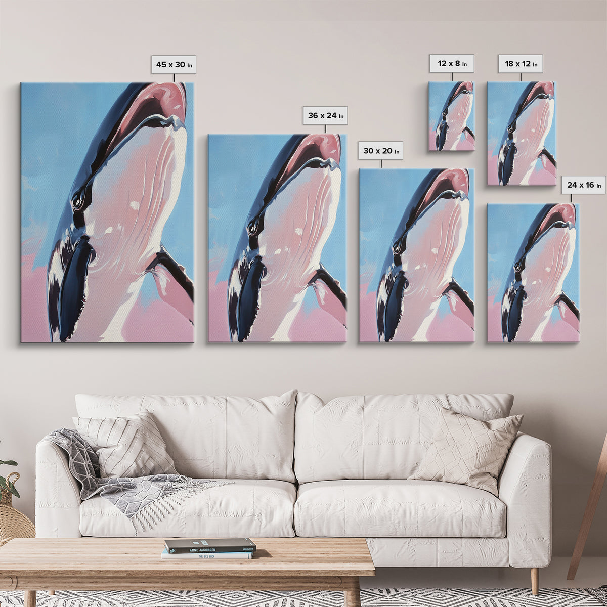 Majestic Whale, Ocean Wonder, Marine Life Art, Contemporary Animal Painting, Coastal Decor, Nautical Wall Art, Framed Canvas Print