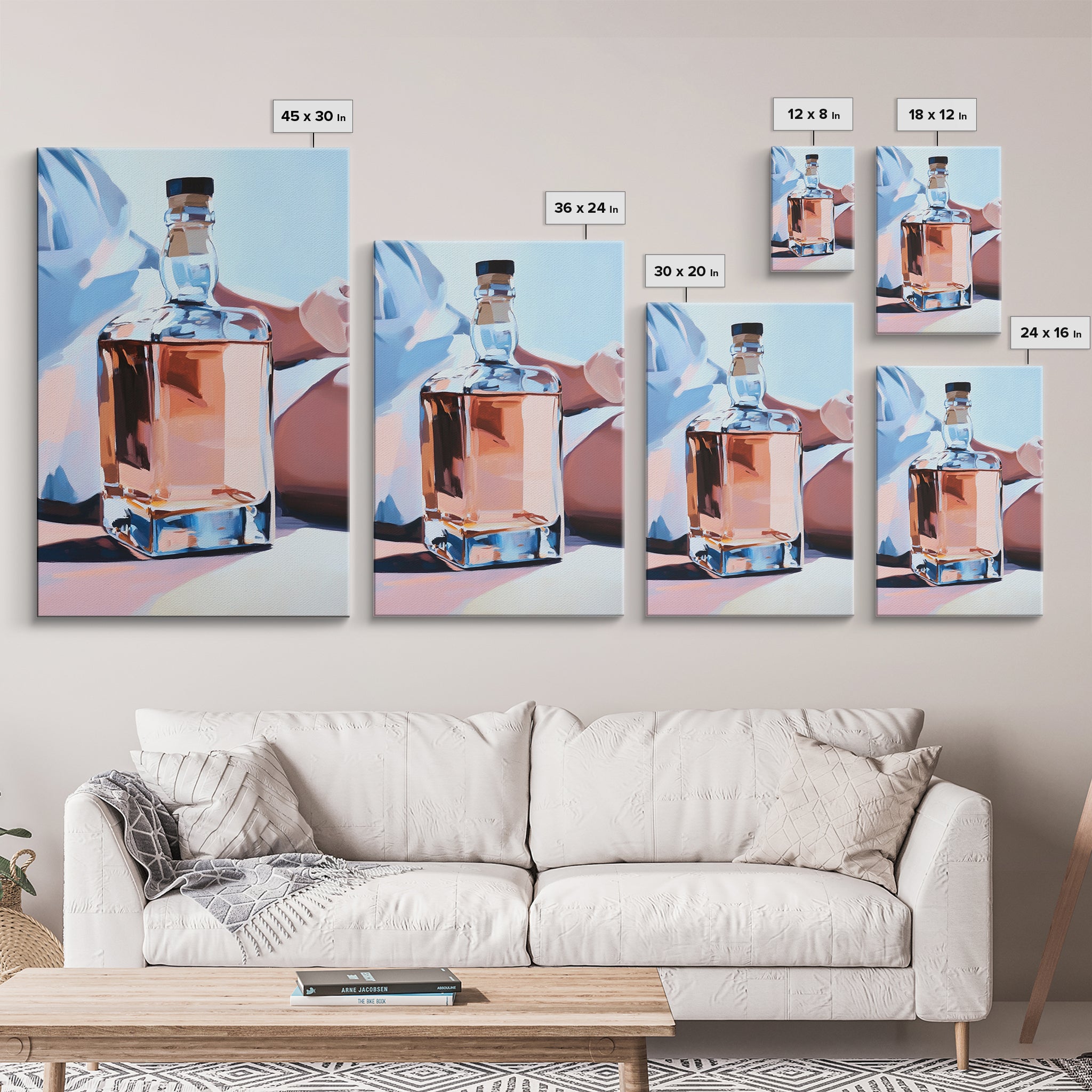 Whiskey Bottle, Elegant Drink, Modern Still Life, Minimalist Art, Sophisticated Decor, Bar Wall Art, Contemporary Painting, Canvas Print