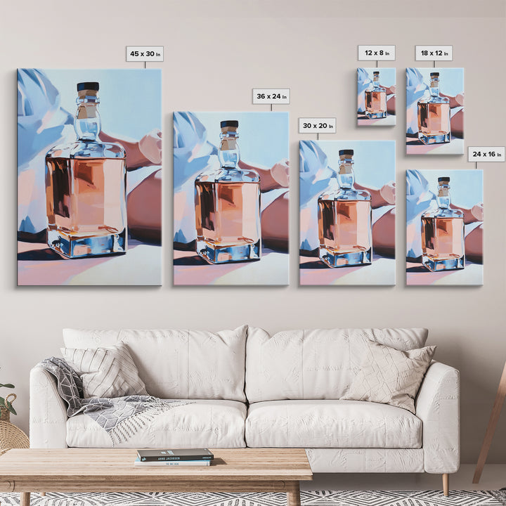 Whiskey Bottle, Elegant Drink, Modern Still Life, Minimalist Art, Sophisticated Decor, Bar Wall Art, Contemporary Painting, Canvas Print