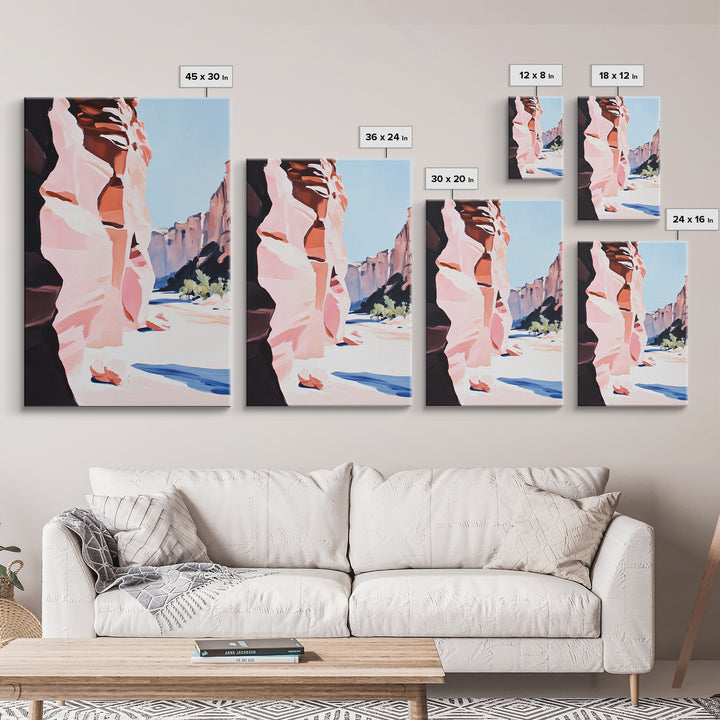 Desert Canyon, Red Rock Art, Southwest Landscape Print, Framed Canvas Print, Nature Lover Gift, Rustic Western Home Decor