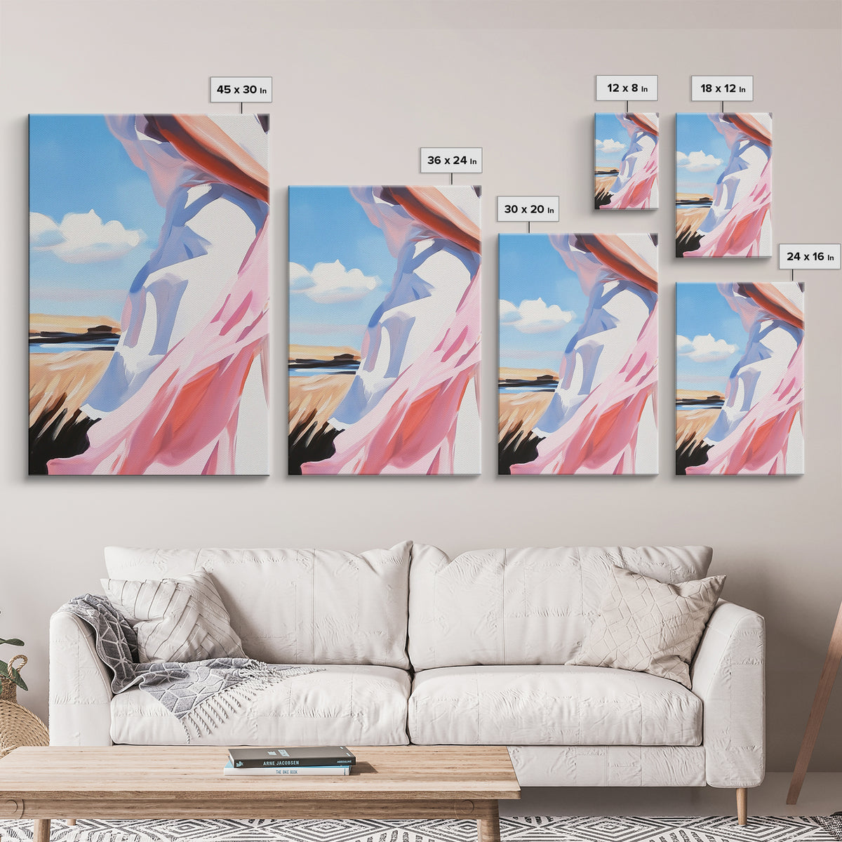 Coastal Breeze, Flowing Dress, Beach Aesthetic, Minimalist Art, Modern Home Decor, Living Room Wall Art, Framed Canvas Print