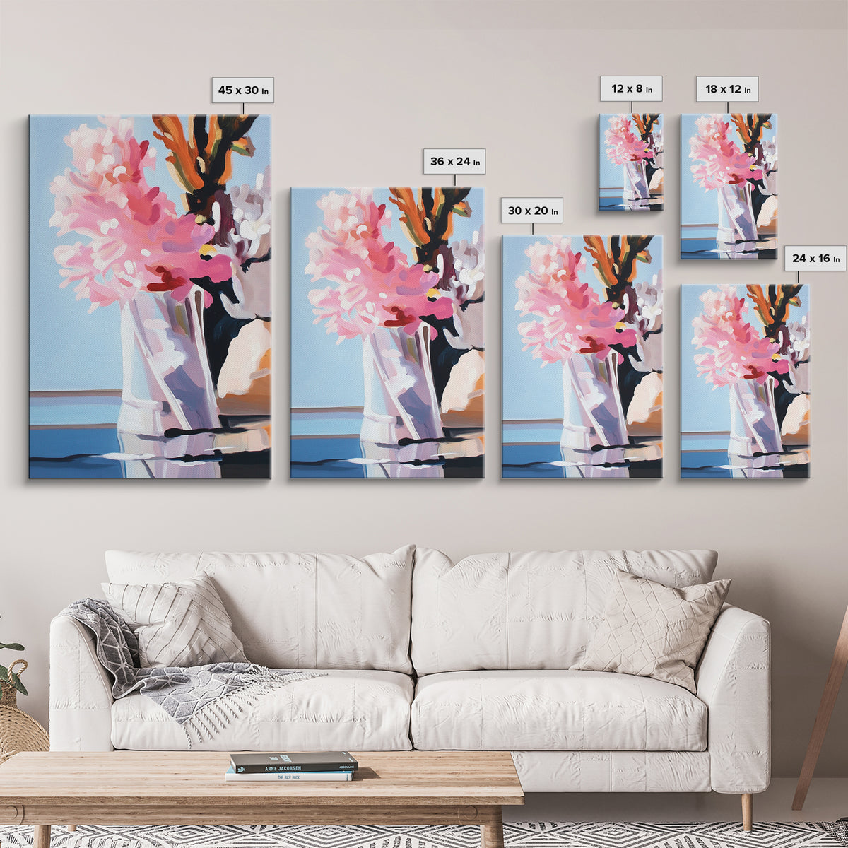 Pink Clouds, Sky Art, Dreamy Landscape, Serene Wall Decor, Blue and Pink Painting, Framed Canvas Print, Office Decor, Aesthetic Gift