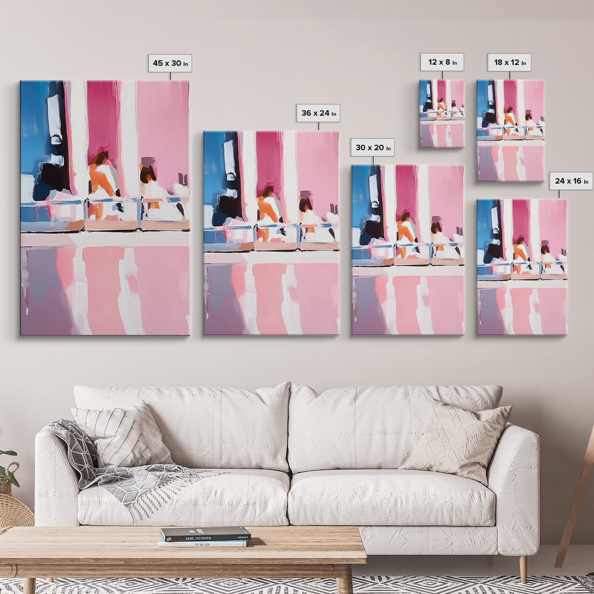 Abstract Reflection, Pink and Blue Art, Contemporary Wall Decor, Canvas Print, Modern Interior Design, Aesthetic Home Styling