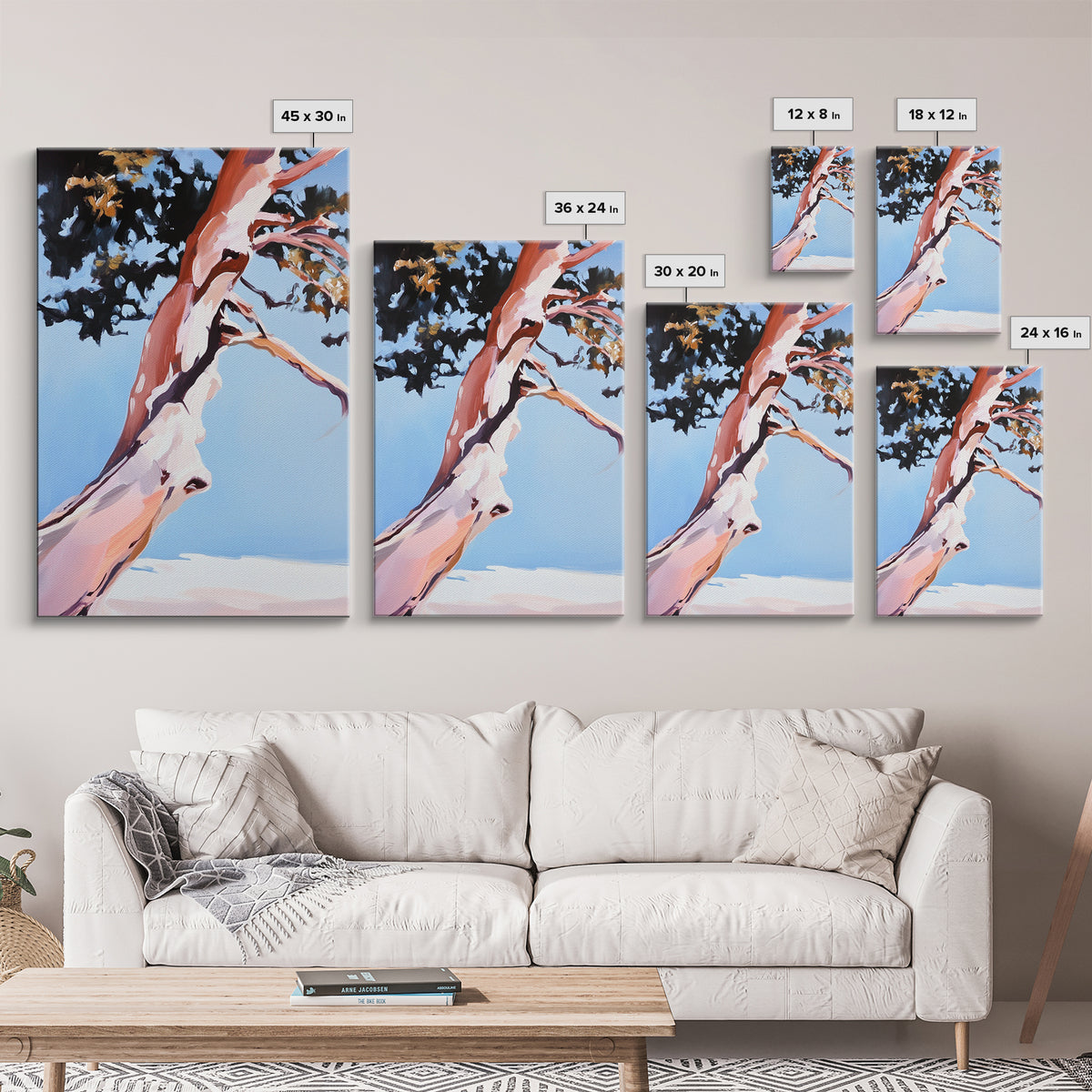 Abstract Tree Art, Modern Landscape Painting, Contemporary Earthy Decor, Minimalist Nature Print, Framed Canvas Print, Office Wall Art