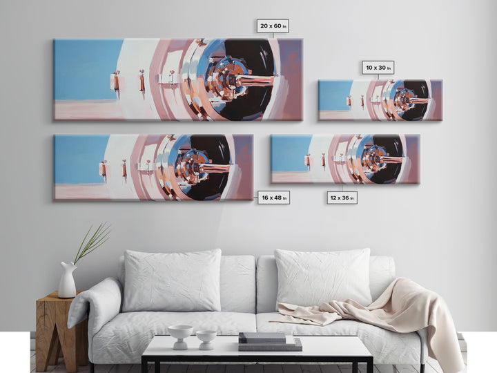 Bank Vault, Industrial Decor, Metallic Wall Art, Framed Canvas Print, Steampunk Aesthetic, Modern Office Artwork, Unique Home Decor