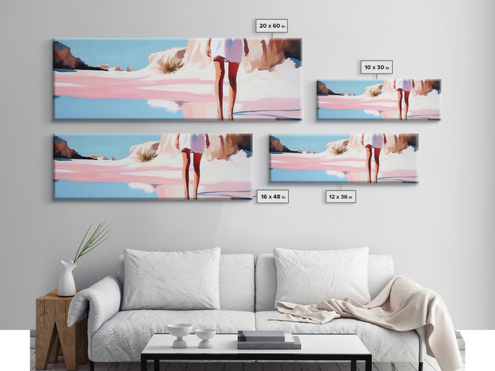 Desert Mirage, Ethereal Landscape, Sunlit Horizon, Framed Canvas Print, Pastel Canyon Scene, Boho Wall Decor, Minimalist Western Art