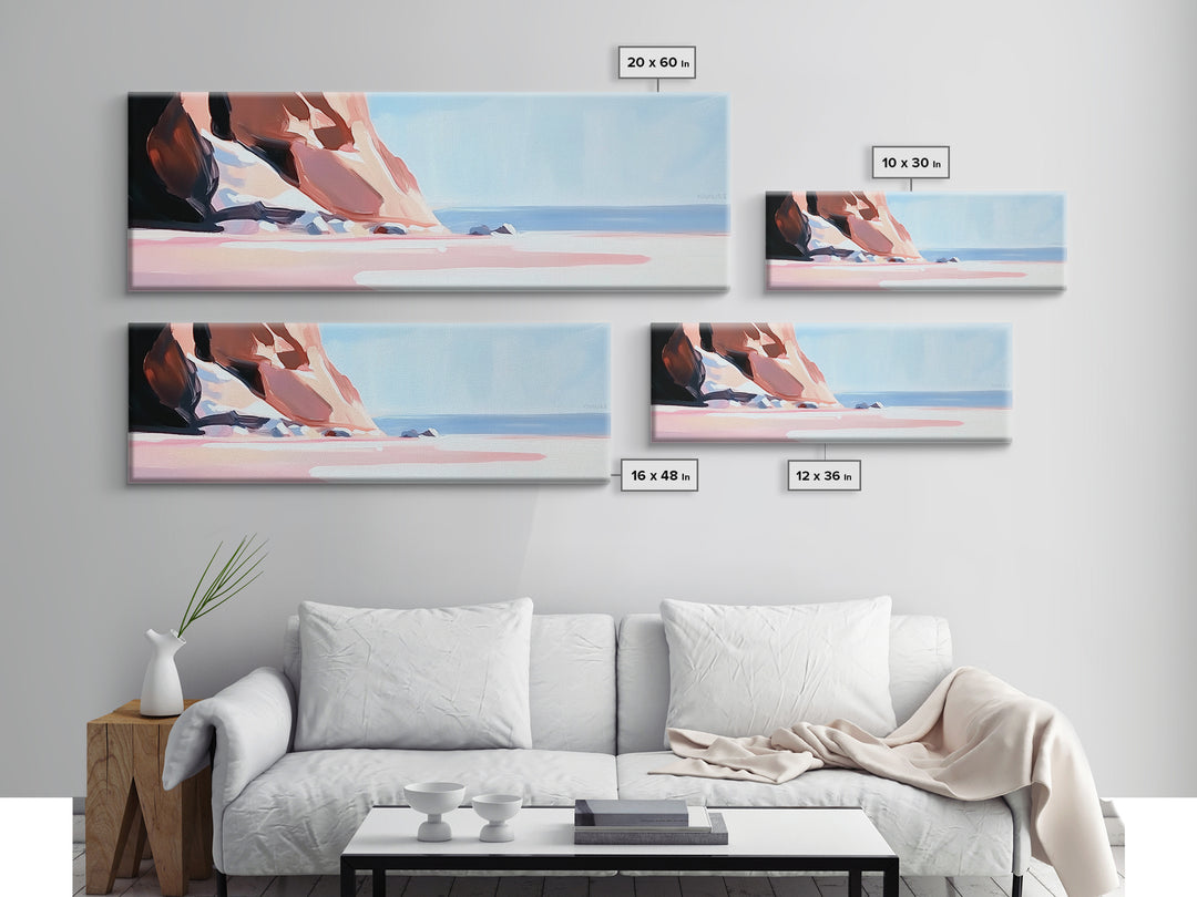 Cliffside View, Blue Sea, Framed Canvas Print, Coastal Landscape, Minimalist Art, Nature Wall Art, Boho Home Decor, Summer Aesthetic