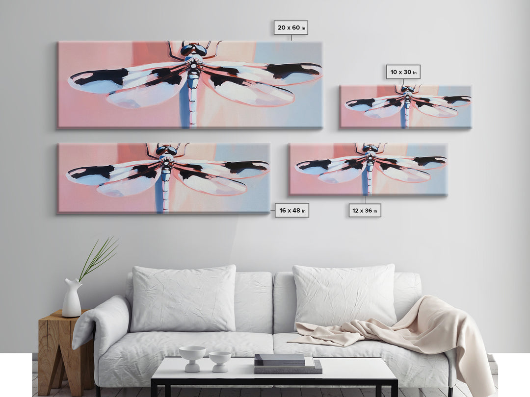 Dragonfly, Framed Canvas Print, Nature Wall Art, Pastel Aesthetic, Boho Artwork, Elegant Home Decor, Insect Painting, Minimalist Art