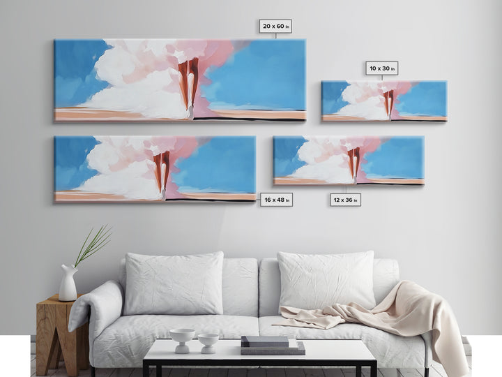 Dreamy Clouds, Surreal Art, Fantasy Landscape, Ethereal Sky, Canvas Print, Bedroom Wall Art, Pastel Minimalist Home Decor