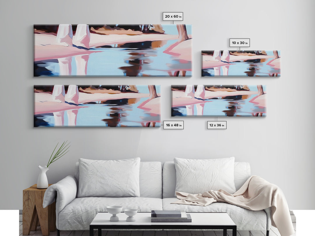 Riverbank, Water Reflections, Tranquil Scene, Framed Canvas Print, Serene Wall Art, Zen Home Decor, Neutral Landscape, Modern