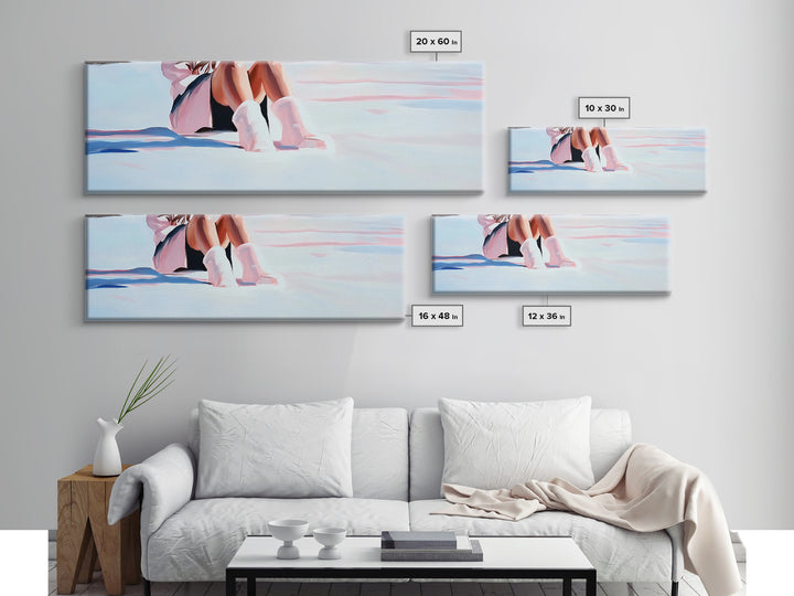 Cozy Winter, Snowy Landscape, Feminine Winter Decor, Soft Pastel Art, Scandinavian Minimalist, Bedroom Aesthetic, Canvas Print