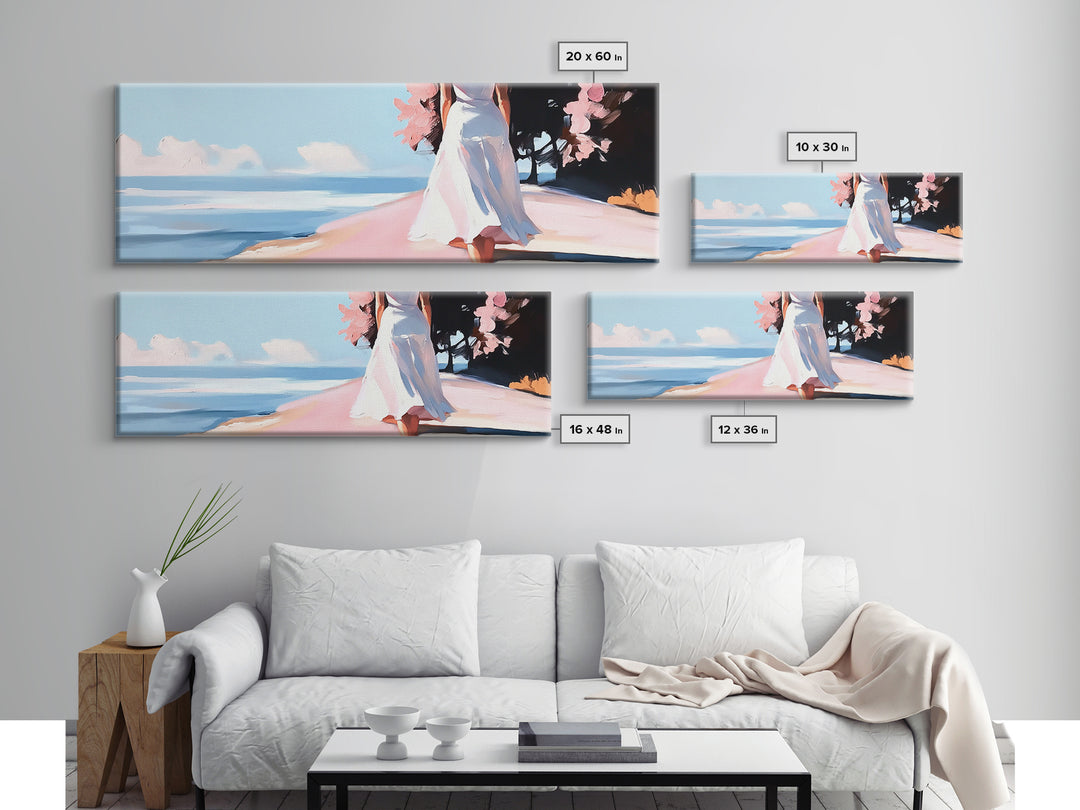 Ocean Breeze, Coastal Landscape, Bathroom Wall Art, Canvas Print, Minimalist Seascape, Pastel Beach Decor, Soft Aesthetic Artwork